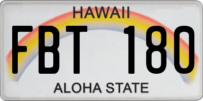 HI license plate FBT180