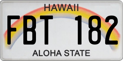 HI license plate FBT182