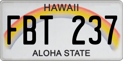 HI license plate FBT237