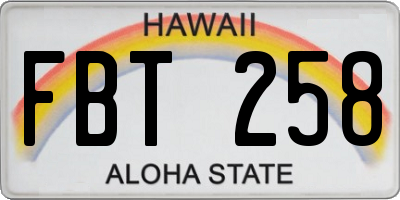 HI license plate FBT258