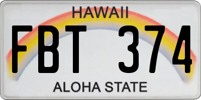 HI license plate FBT374