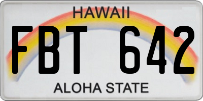 HI license plate FBT642
