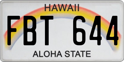 HI license plate FBT644