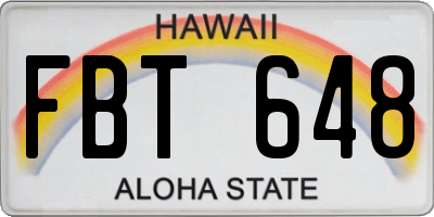 HI license plate FBT648