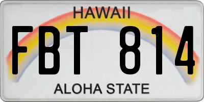 HI license plate FBT814