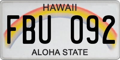 HI license plate FBU092