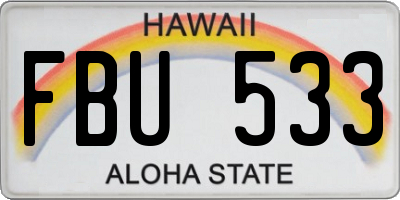 HI license plate FBU533