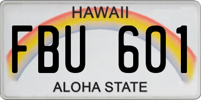 HI license plate FBU601