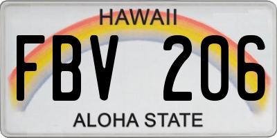 HI license plate FBV206