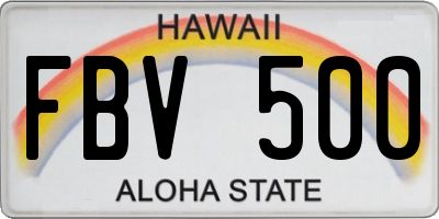 HI license plate FBV500