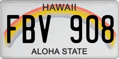 HI license plate FBV908