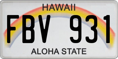 HI license plate FBV931