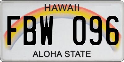 HI license plate FBW096