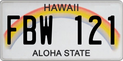 HI license plate FBW121