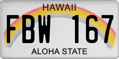 HI license plate FBW167