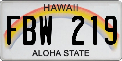 HI license plate FBW219
