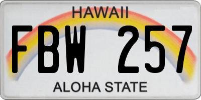 HI license plate FBW257
