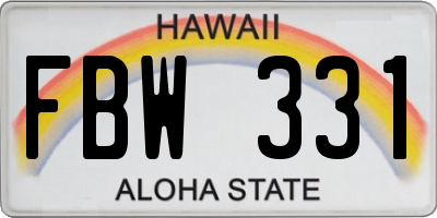 HI license plate FBW331