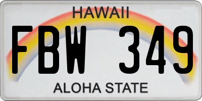 HI license plate FBW349