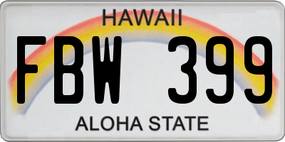 HI license plate FBW399