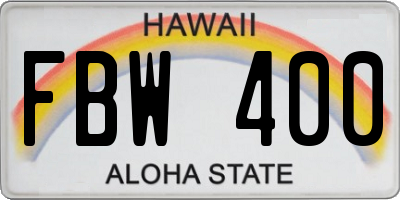 HI license plate FBW400