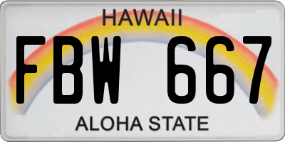 HI license plate FBW667