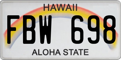 HI license plate FBW698