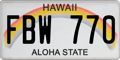 HI license plate FBW770