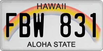 HI license plate FBW831