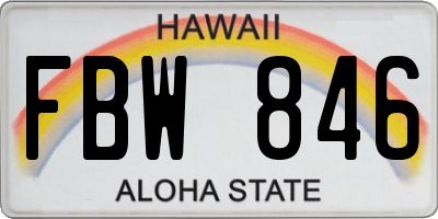 HI license plate FBW846