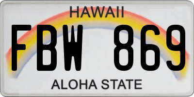 HI license plate FBW869
