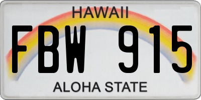 HI license plate FBW915