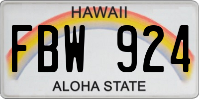 HI license plate FBW924