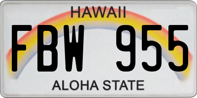 HI license plate FBW955