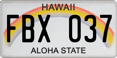 HI license plate FBX037