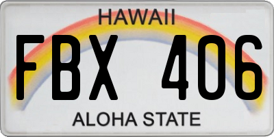 HI license plate FBX406