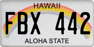HI license plate FBX442