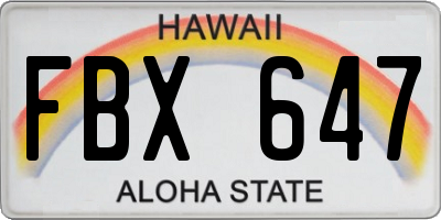 HI license plate FBX647