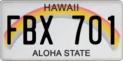 HI license plate FBX701
