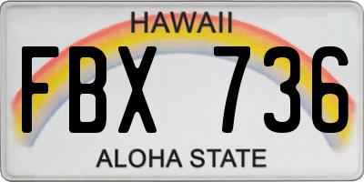 HI license plate FBX736