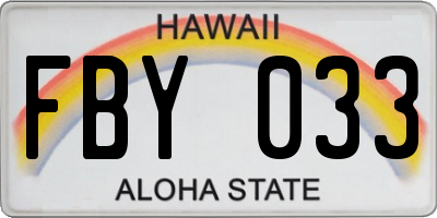 HI license plate FBY033