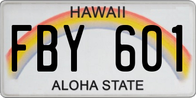 HI license plate FBY601