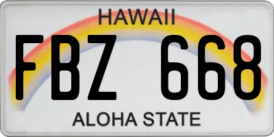 HI license plate FBZ668