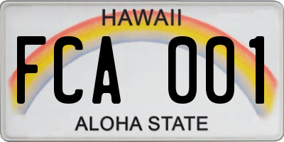 HI license plate FCA001