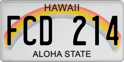 HI license plate FCD214