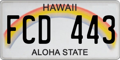 HI license plate FCD443