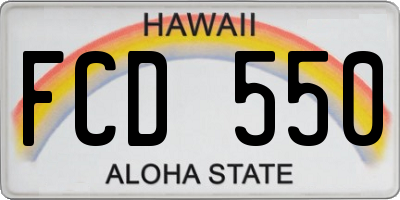 HI license plate FCD550