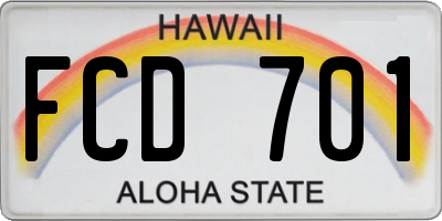 HI license plate FCD701