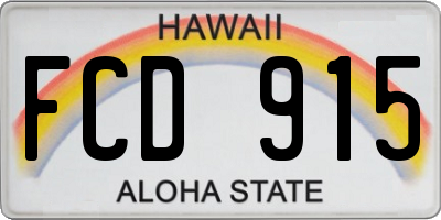 HI license plate FCD915