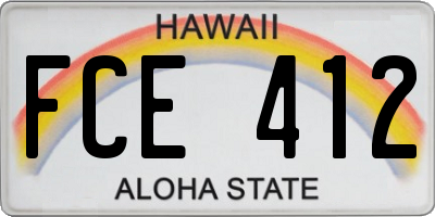 HI license plate FCE412